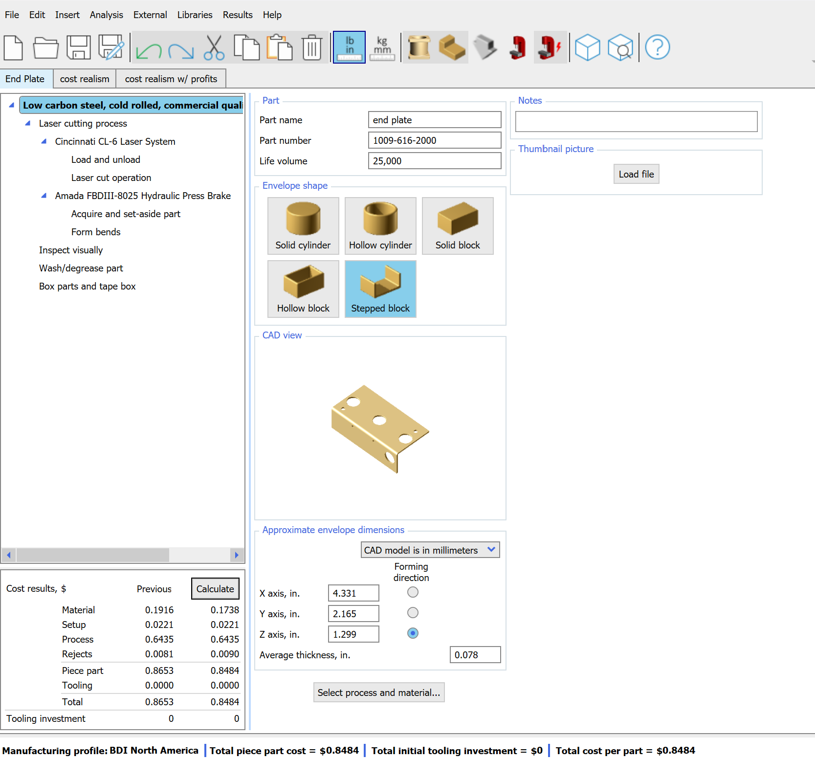 DFMA should cost analysis sample