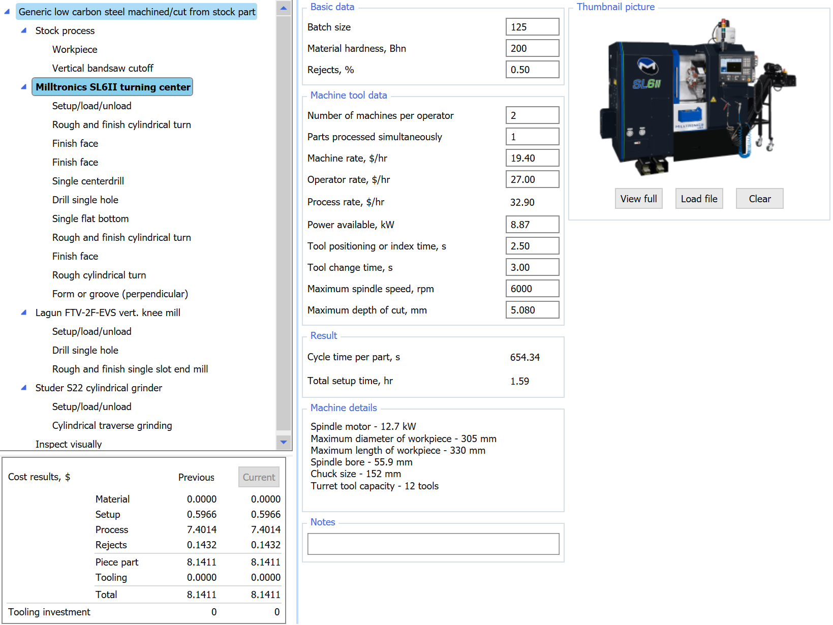 Example of cost-driver visibility in a DFM study